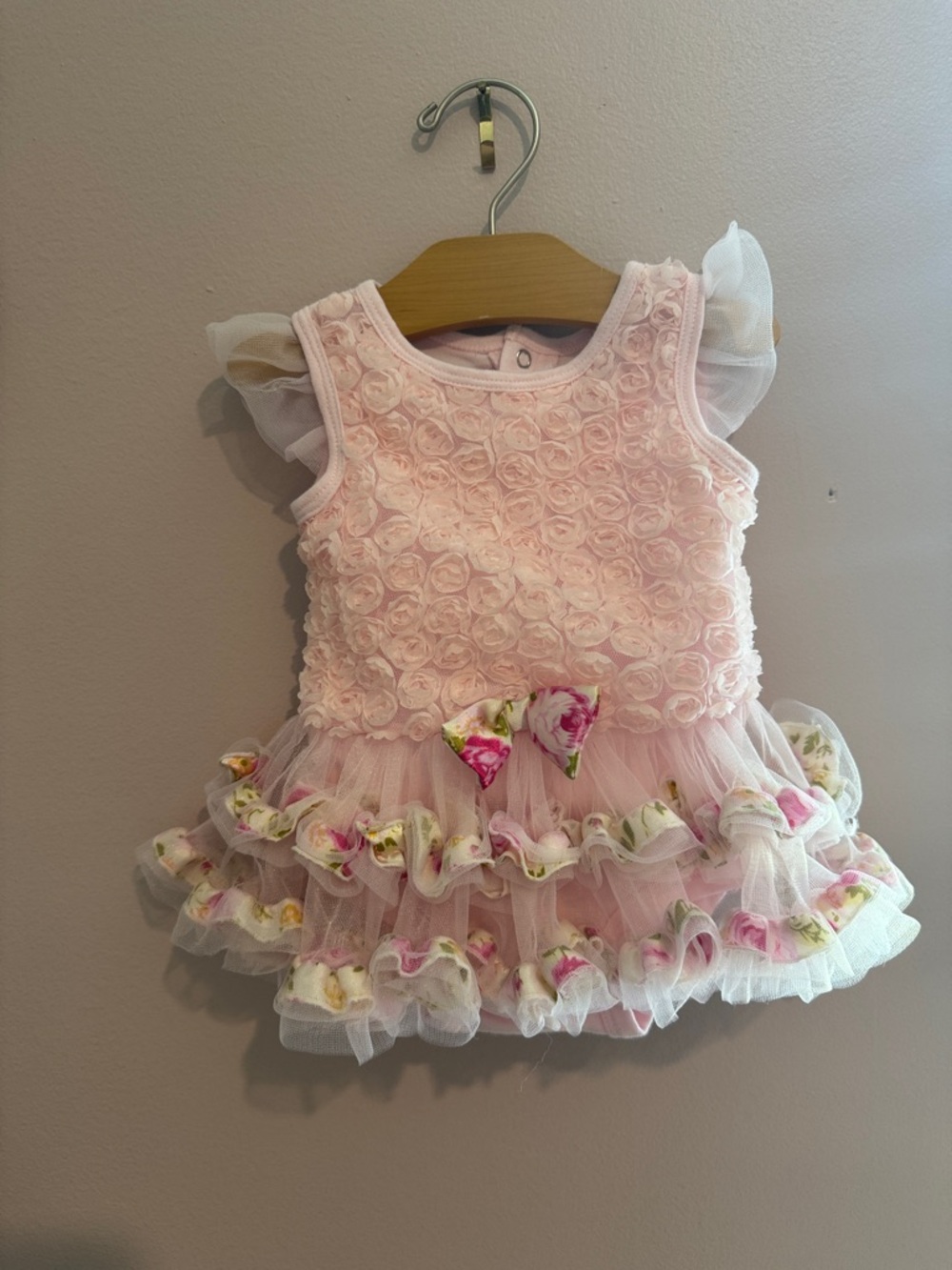 Baby Essentials Pink Floral Ruffled Tulle Dress